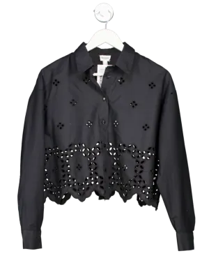 River Island Black Embroidered Shirt UK 6