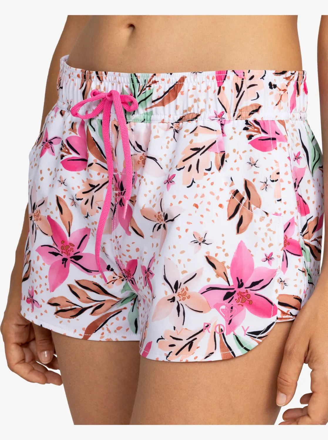 Roxy Wave Printed 2" Boardshorts for Women - White Happy Tropical Swim