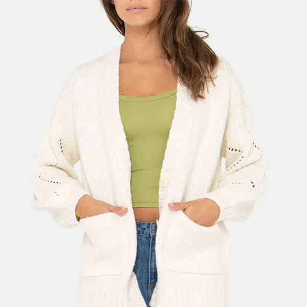 Rusty Rossie Relaxed Fit Knit Cardigan - Snow