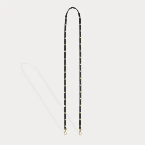 Sarah Pebble Leather Pyramid Stud Strap - Black/Gold