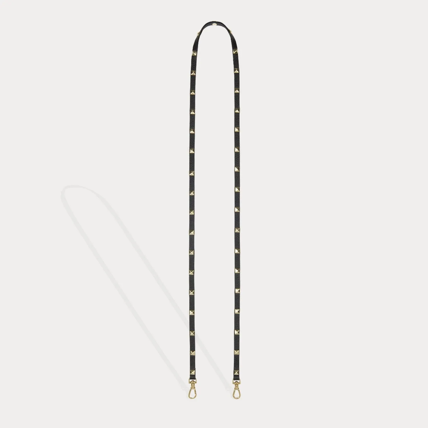 Sarah Pebble Leather Pyramid Stud Strap - Black/Gold