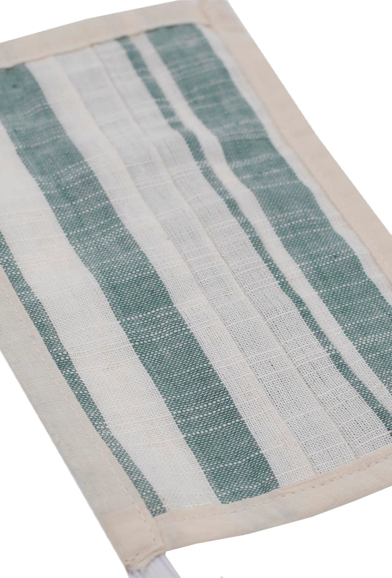 Set of 2: Green and White Stripes Pure Woven Cotton Kurta and Pants