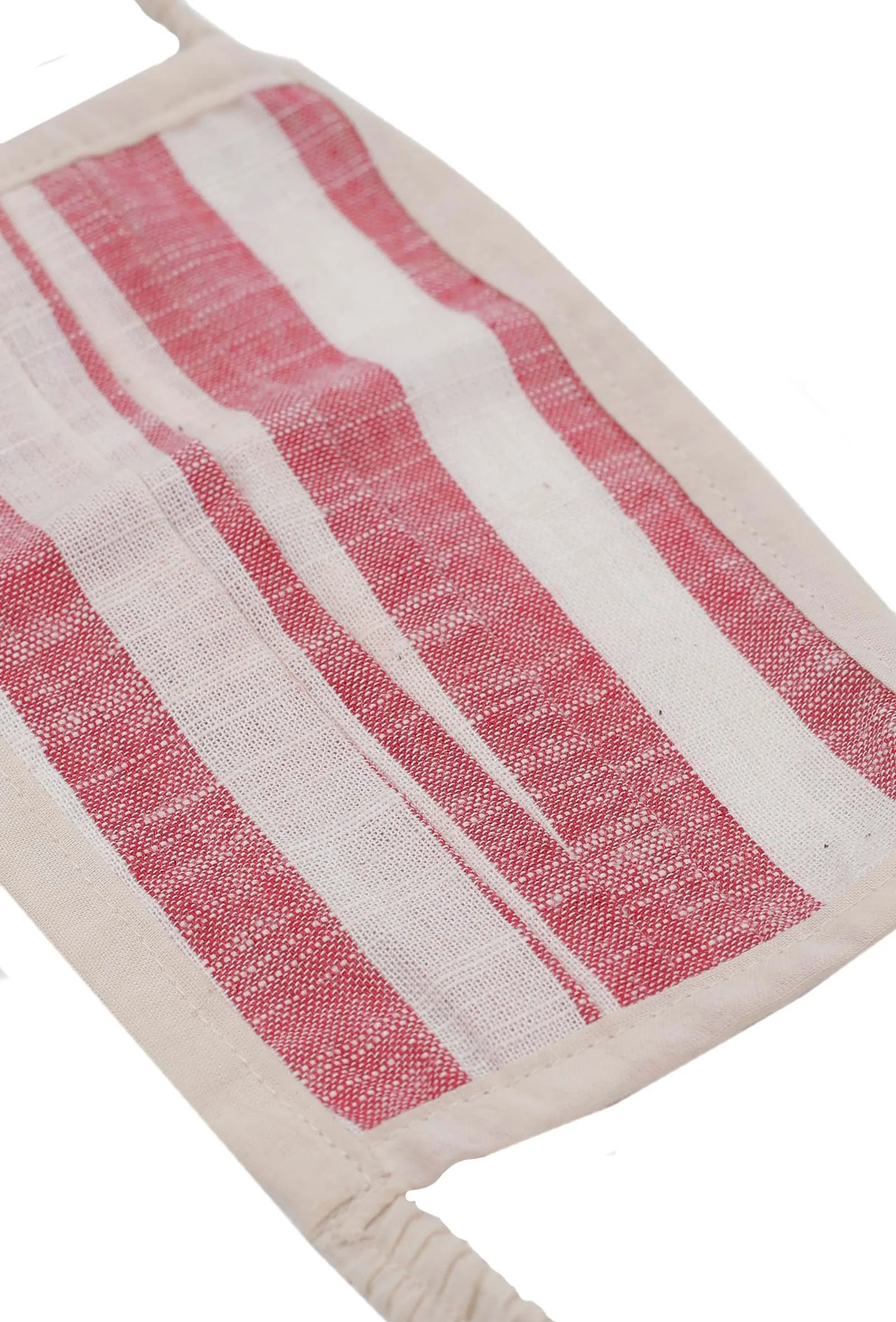 Set of 2: Red and White Stripes Pure Woven Cotton Kurta and Pants