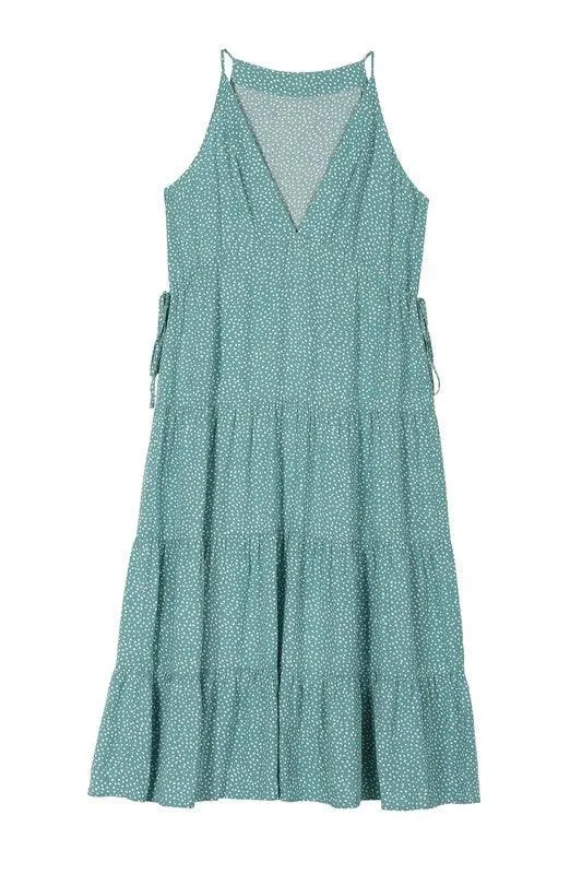 Sleeveless V Neck Tier Dress