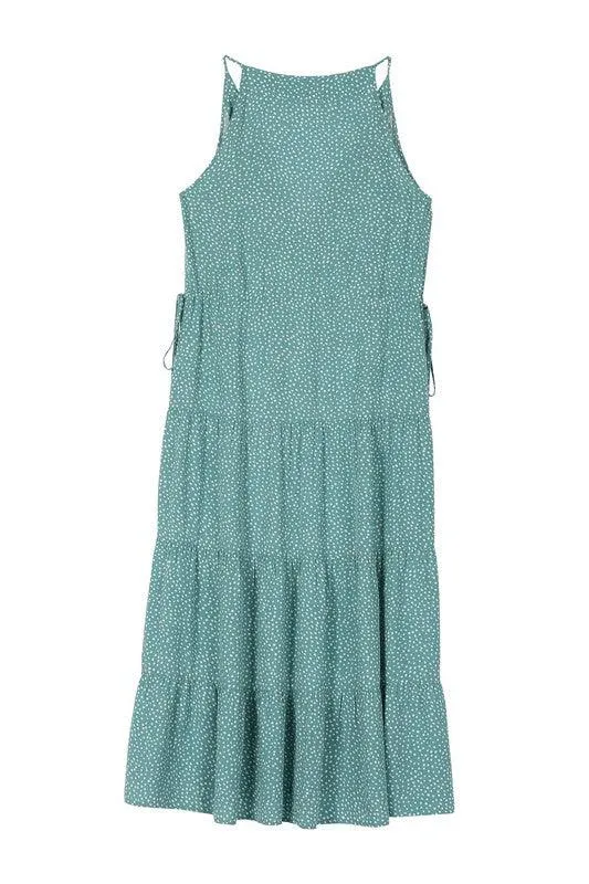 Sleeveless V Neck Tier Dress