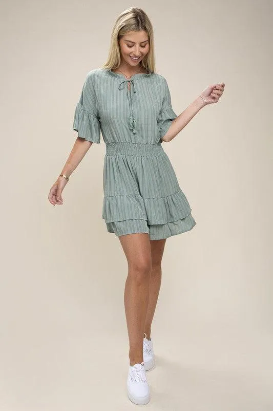 Tie Neck  Dress Layer Hem Dress