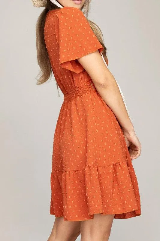 V Neck Dress With Lace Trim