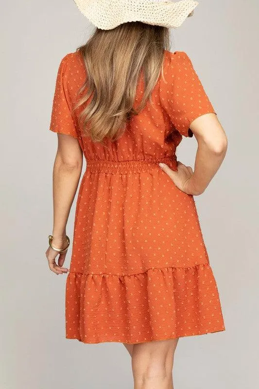 V Neck Dress With Lace Trim