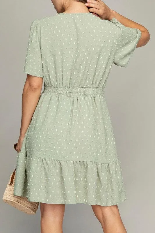 V Neck Dress With Lace Trim