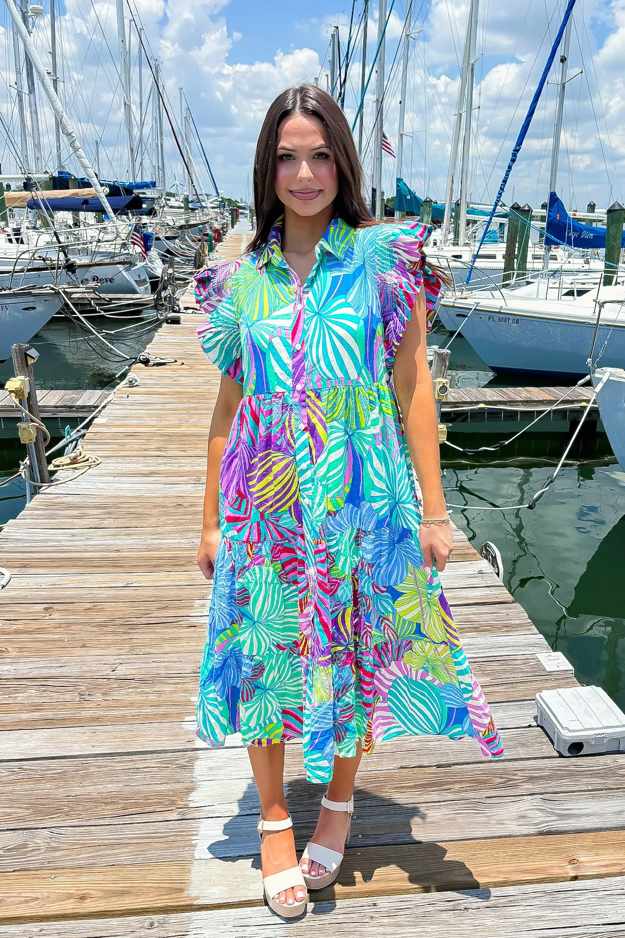 Vibrant Moment Printed Midi Dress