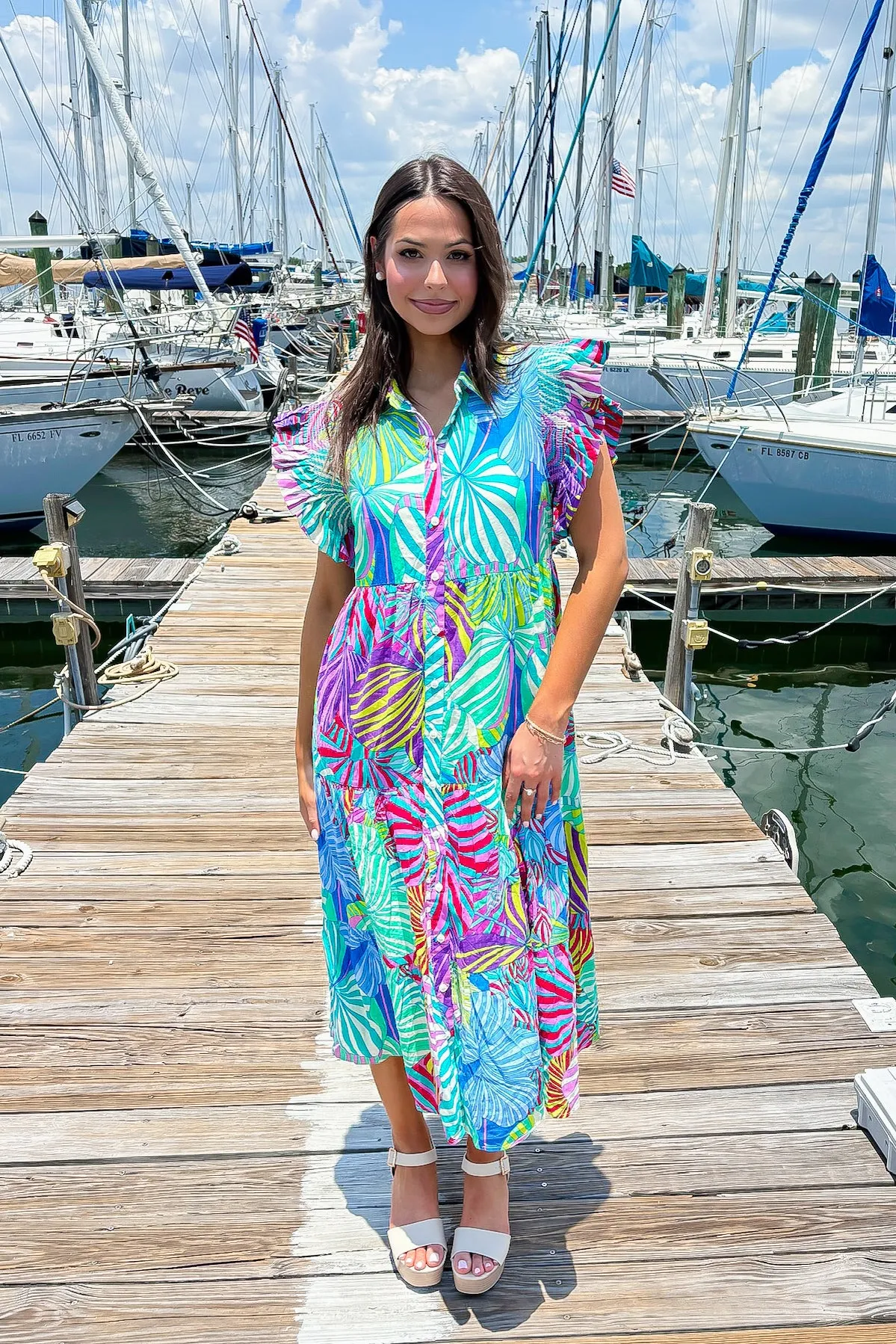 Vibrant Moment Printed Midi Dress