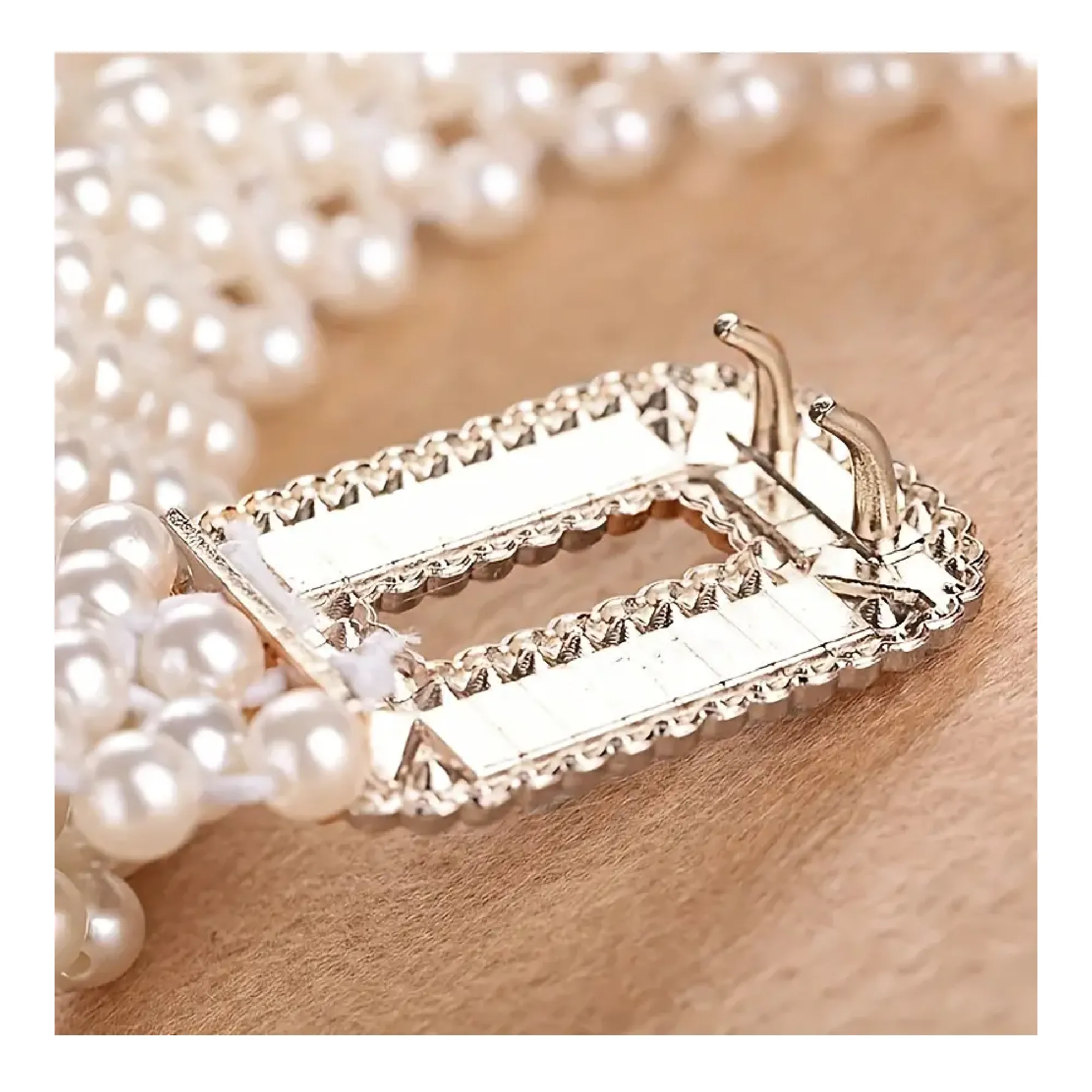 White Faux Pearl Waist Chain For Women Elegant Elastic Waistband Hollow Out Buckle Dress Girdle Chain Belts For Women