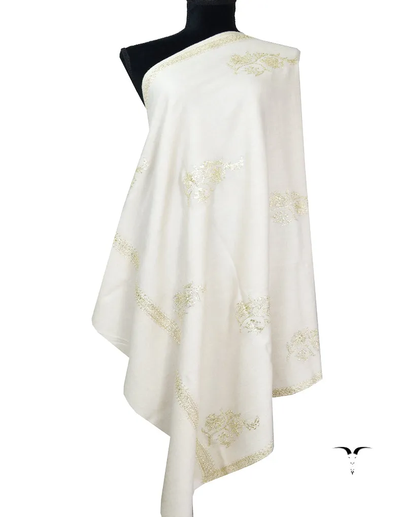 white tilla booti embroidery pashmina shawl 8578