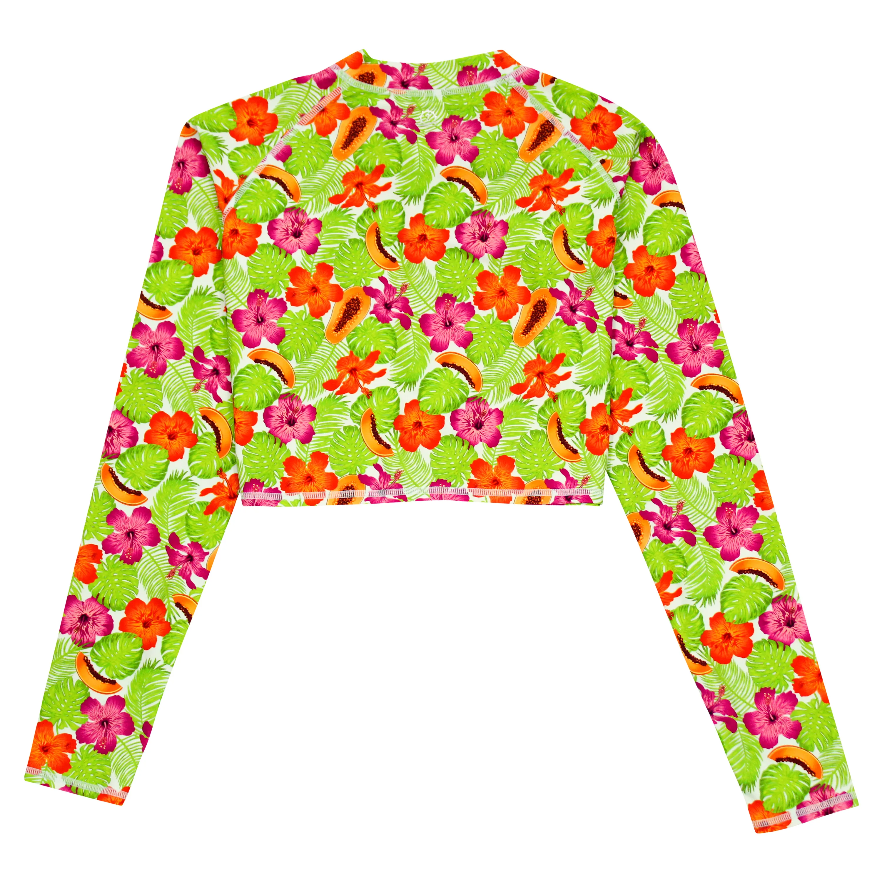 Women's Long Sleeve Crop Rash Guard | “Hibiscus”