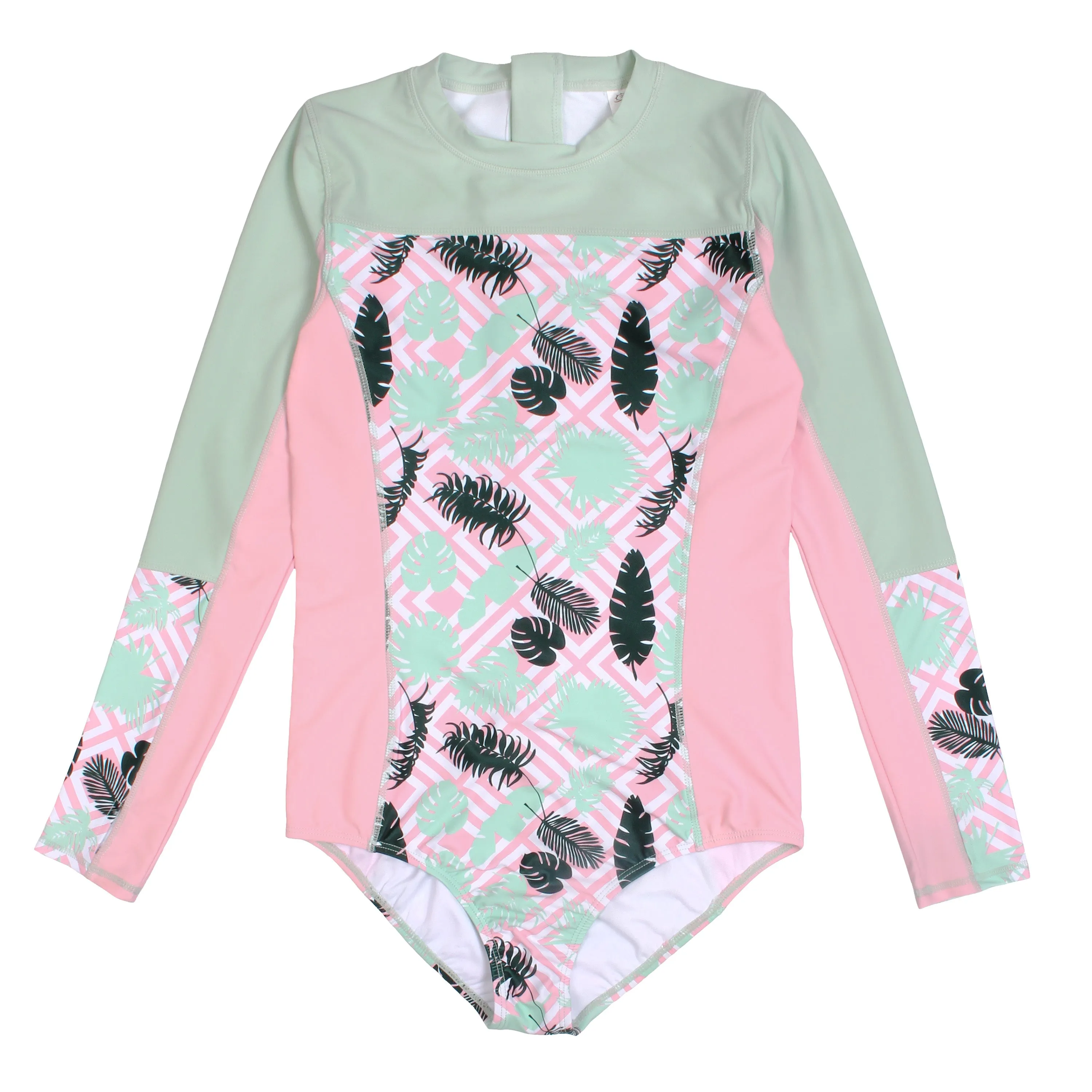 Women's Long Sleeve Surf Suit (One Piece Bodysuit) - "Palm Breeze"